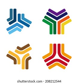 Design vector logos element. Abstract triangle icon. You can use in the media, mobile, public groups, alliances, traffic, environmental, mutual aid associations and other social welfare agencies. 