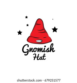 design vector long red dwarfs, gnome hat on white background
