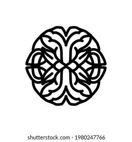 Mandala del vector de diseño, adorno, con arte de línea de estilo en color Negro y blanco