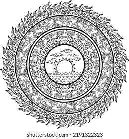 Diseño de pantalla Mandala Esquema de arte