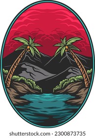 design vector mountain view illustration