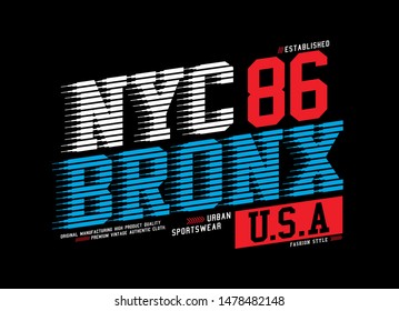 design vector, NYC, Bronx, typography varsity for t-shirt print.