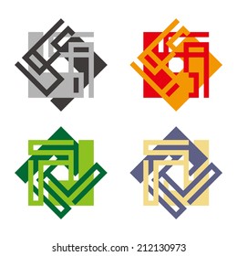 Design vector octagon logo template. Colorful icon. Double square cross. 