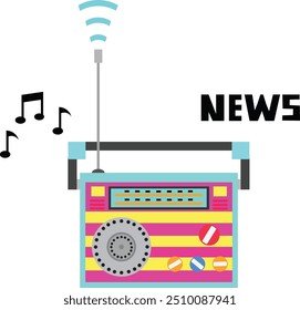 Design vector of old radio with anthena as a music or news illustration