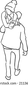 design vector one line art illustration men and women, romantic day, celebration love 