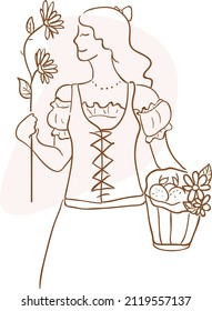 design vector one line art illustration of women fall in love