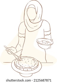 design vector one line art drawing illustration of cooking re cook