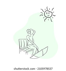 design vector one line women and men summer discussion 