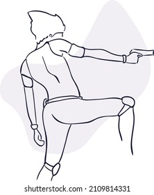 diseño vectorial onelina ilustración mujeres y pistolas