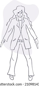 design vector oneline art illustration women and guns