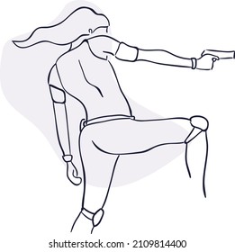 design vector oneline art illustration women and guns