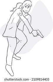 design vector oneline art illustration women and guns