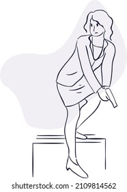 diseño vectorial onelina ilustración mujeres y pistolas