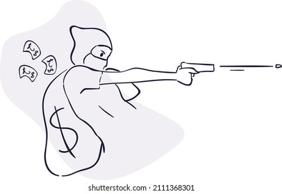 design  vector oneline art illustration of women and gun