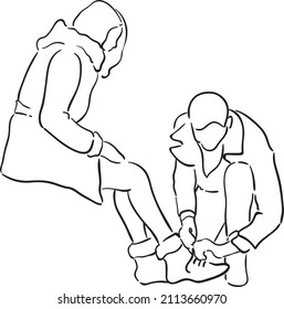 design vector oneline art illustration men and women, romantic day, celebration love 