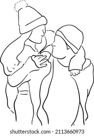 design vector oneline art illustration men and women, romantic day, celebration love 