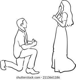 design vector oneline art illustration men and women, romantic day, celebration love 