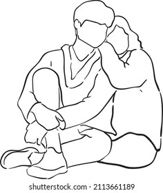 diseño vectorial oneline ilustración hombres y mujeres, día romántico, celebración amor 