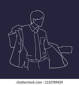 design vector oneline doodle art illustration of work suit