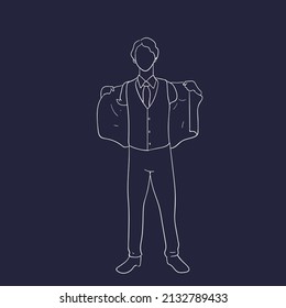 design vector oneline doodle art illustration of work suit