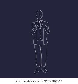 design vector oneline doodle art illustration of work suit
