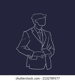 design vector oneline doodle art illustration of work suit