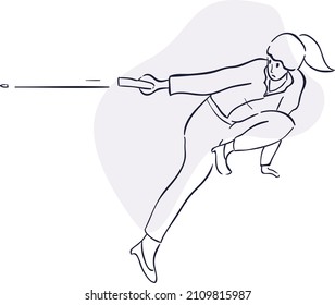 diseño vectorial en línea ilustración señora crimen en arma de obturación