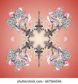 Design. Vector ornamental background for Christmas with decorative snowflakes. Pattern on background.