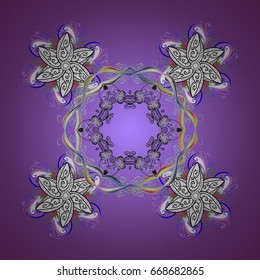 Design. Vector ornamental background for Christmas with decorative snowflakes. Pattern on colorfil background.