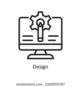 Ilustración Diseño de iconos de esquema del vector de diseño. Símbolo de ingeniería sobre archivo EPS 10 de fondo blanco