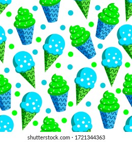 design vector pattern of ice cream, with a variety of blue green in white background