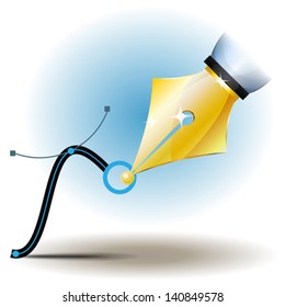 Design Vector Pen Tool/ Illustration of a design gold vector pen tool for specialized illustrator working on picture software