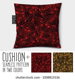 Design vector pillow (cushion).

Isolated pillow with seamless pattern broken glass (triangles) in two colors.