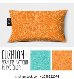 Design vector pillow (cushion).

Isolated pillow with seamless pattern "oysters" in two colors.
