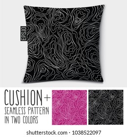 Design vector pillow (cushion).

Isolated pillow with seamless pattern "oysters" in two colors.
