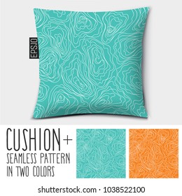 Design vector pillow (cushion).

Isolated pillow with seamless pattern "oysters" in two colors.
