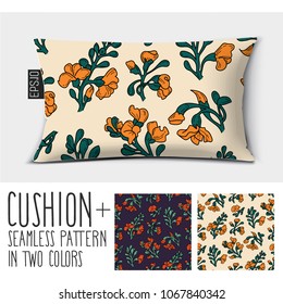 Pila vectorial de diseño (cojín).
almohada aislada con un patrón transparente Padauk Flower (Pterocarpus macrocarpus) en dos colores.