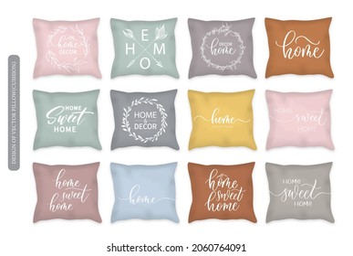 Design Vector Pillow (cushion). Isolated Pillow With Home Sweet Home Lettering