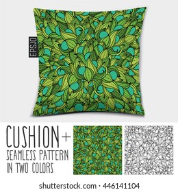 Design vector pillow (cushion).

Isolated pillow with seamless pattern in two colors.