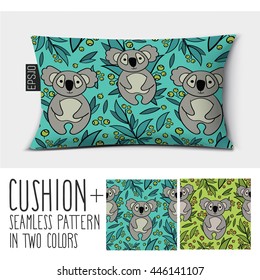 Design vector pillow (cushion).

Isolated long pillow with seamless pattern in two colors.