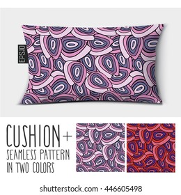 Design vector pillow (cushion).
Isolated long pillow with seamless pattern in two colors.