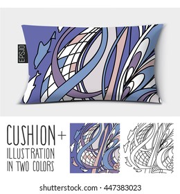Design vector pillow (cushion).

Isolated pillow with  illustration in two colors.