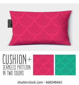 Design vector pillow (cushion).
Isolated long pillow with seamless pattern in two colors.