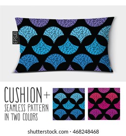 Design vector pillow (cushion).
Isolated long pillow with seamless pattern in two colors.