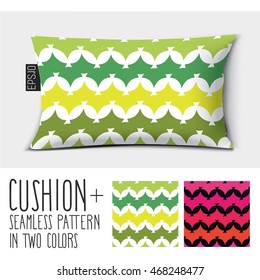 Design Vector Pillow (cushion).
Isolated Long Pillow With Seamless Pattern In Two Colors.