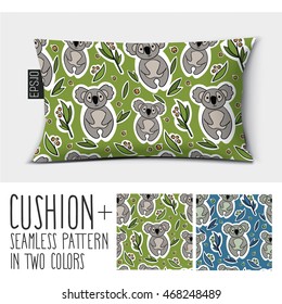 Design vector pillow (cushion).
Isolated long pillow with seamless pattern in two colors.