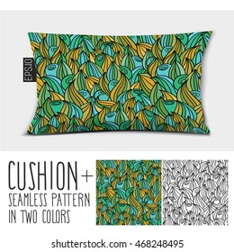 Design vector pillow (cushion).
Isolated long pillow with seamless pattern in two colors.