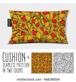 Design vector pillow (cushion).
Isolated long pillow with seamless pattern in two colors.