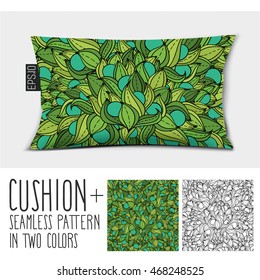 Design vector pillow (cushion).
Isolated long pillow with seamless pattern in two colors.