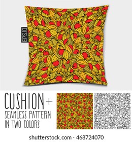 Design vector pillow (cushion).
Isolated pillow with seamless pattern in two colors.